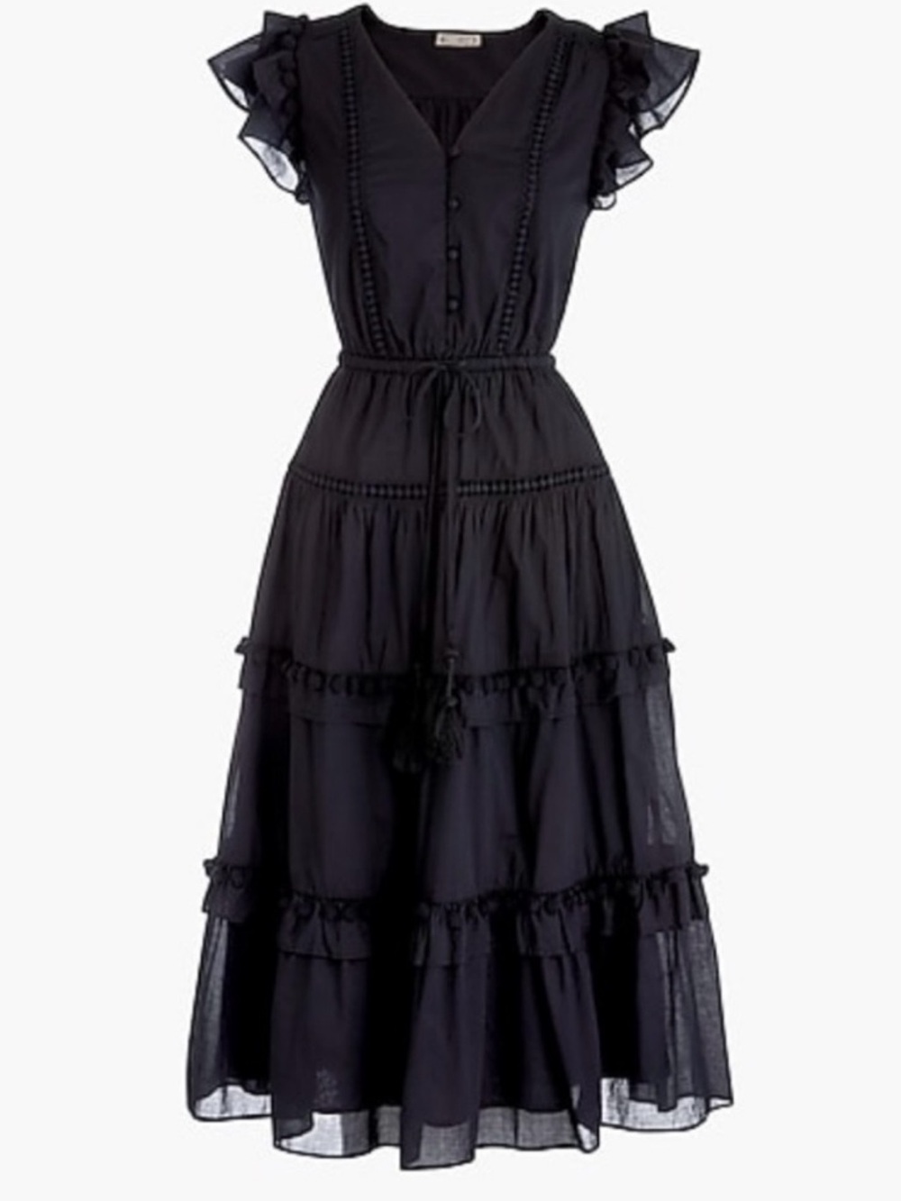 J. Crew Point Sur Pom Pom Midi Dress